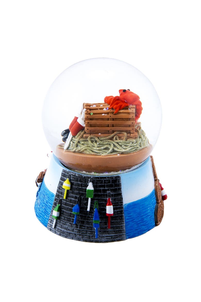 Lobster Pot Decorative Water Globe 3.5", Main, color, Blue