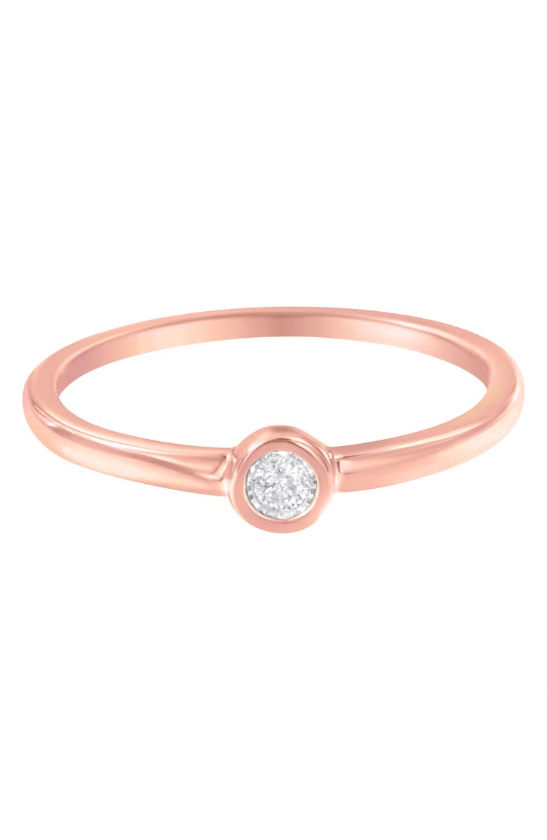 Haus of Brilliance 14K Rose Gold Plated Silver Miracle Set Diamond Ring, Alternate, color, Rose Gold Over Silver