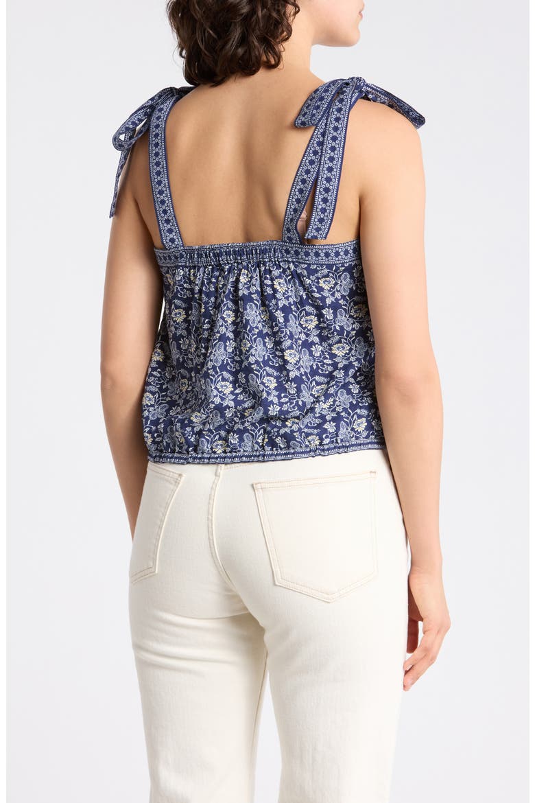 Tie Strap Bubble Top, Alternate, color, NAVY VINTAGE STENCIL