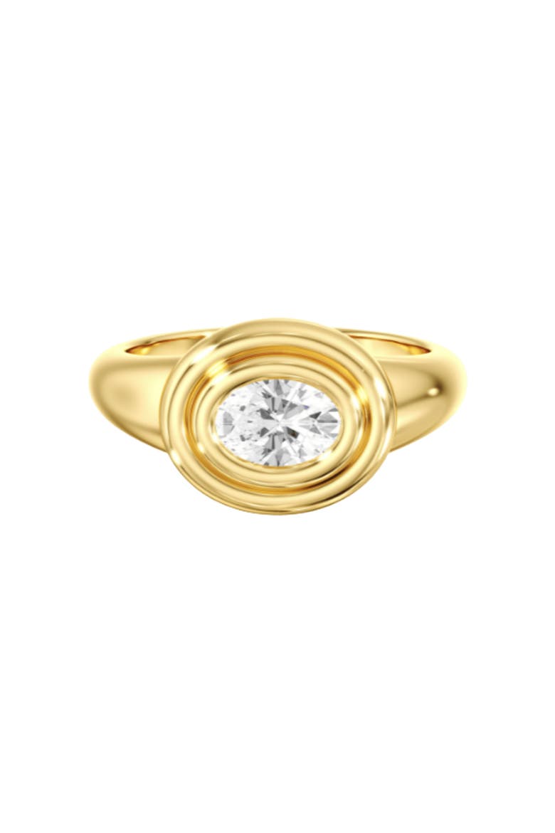 Double Bezel Oval Pinky Lab Diamond Ring in 14K, Main, color, Yellow Gold