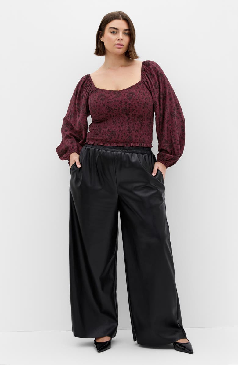 City Chic Abbie Floral Smocked Top, Alternate, color, Cherry Ditsy