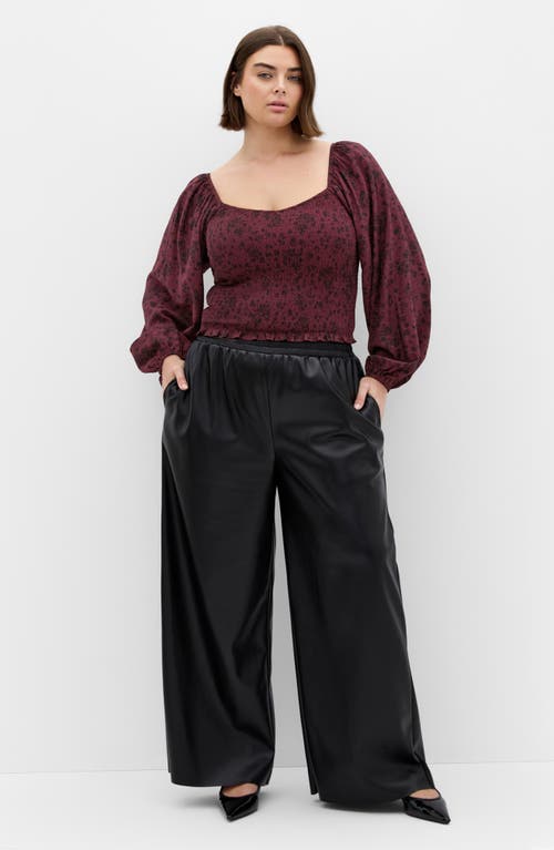 City Chic Abbie Floral Smocked Top In Purple