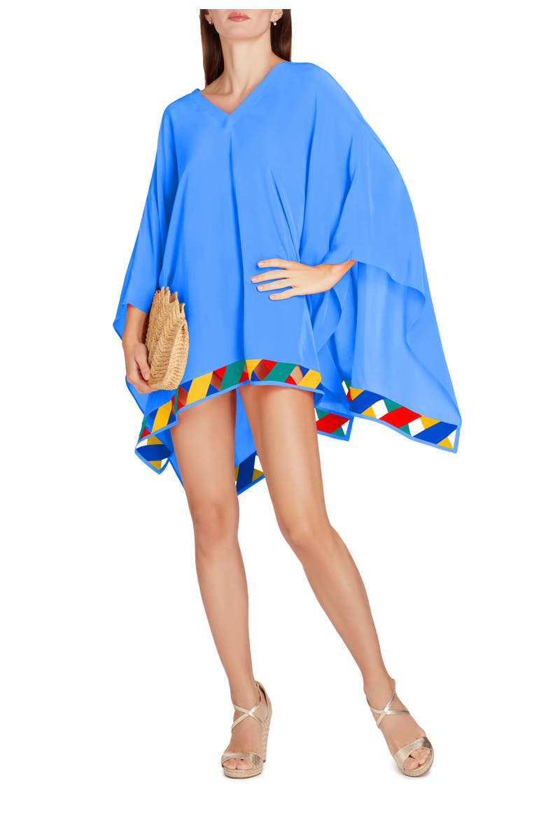 VALIMARE Bandage Hem Chiffon Cover-up Poncho, Main, color, Blue