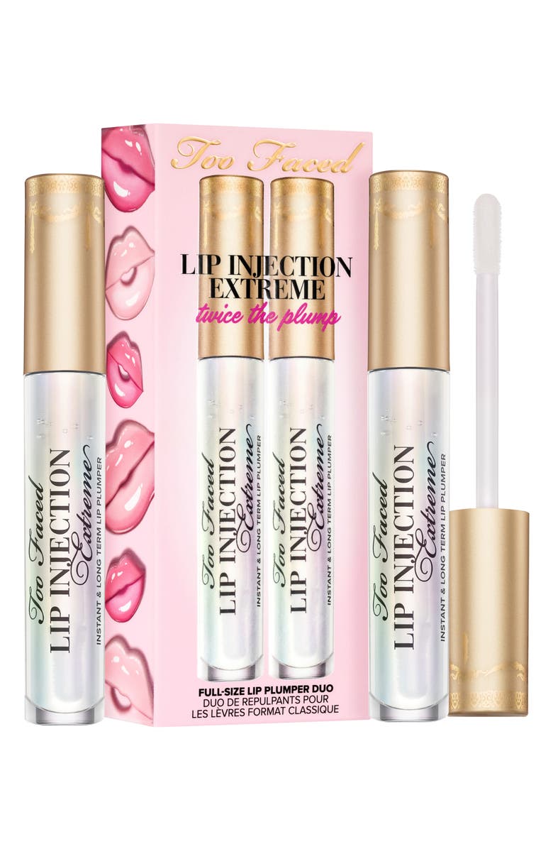Too Faced Lip Injection Extreme Twice the Plump Lip Gloss Duo (Nordstrom Exclusive) $58 Value, Main, color, Clear