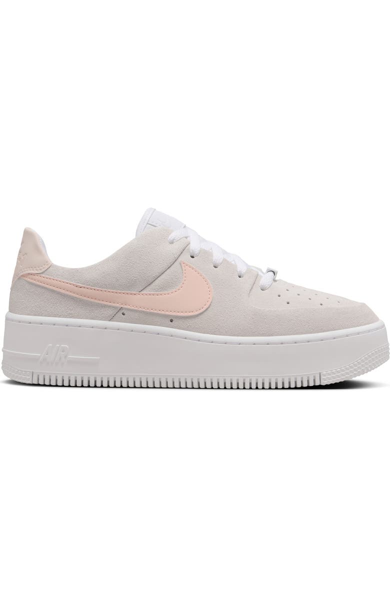 Nike Air Force 1 Sage Low Platform Sneaker, Alternate, color, White/ Guava Ice-Sail