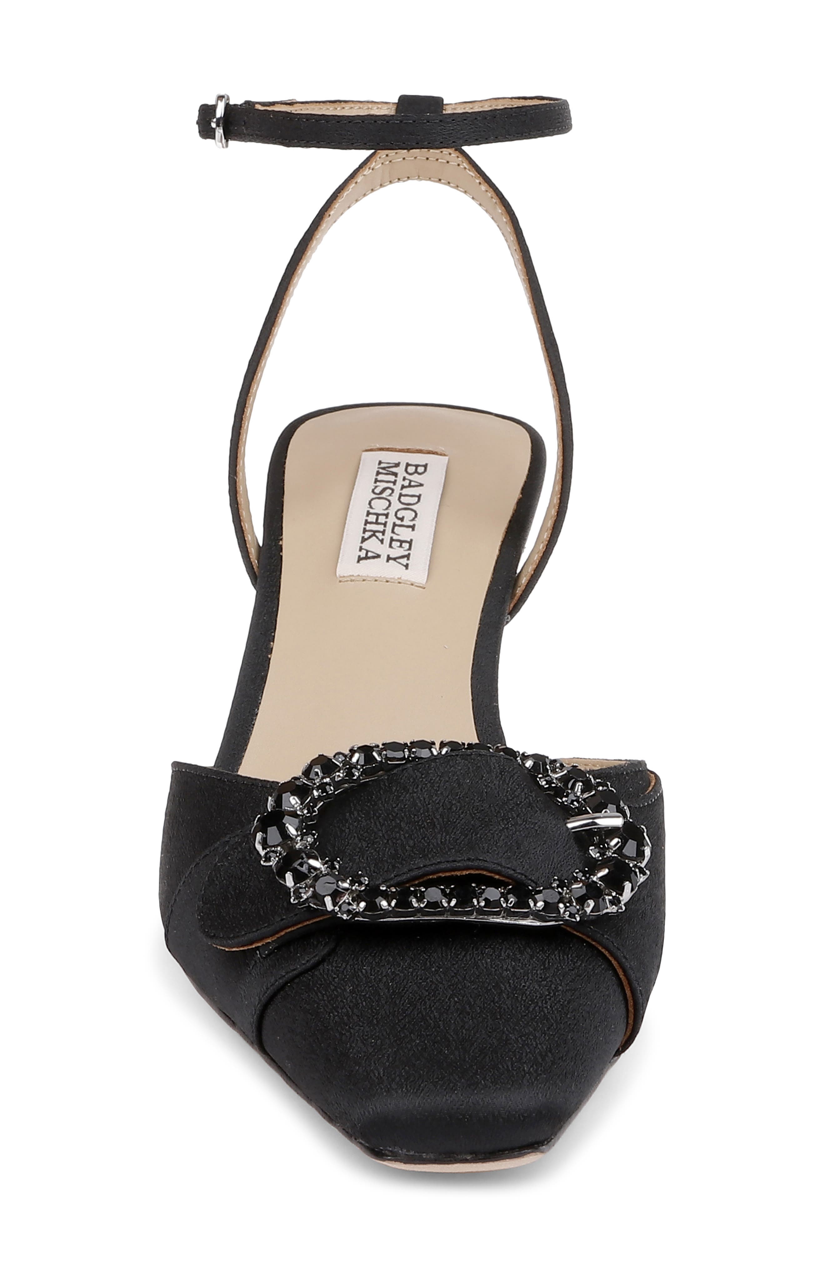 BADGLEY MISCHKA Odesza Kitten Heel Ankle Strap Pump, Alternate, color, Black Crepe