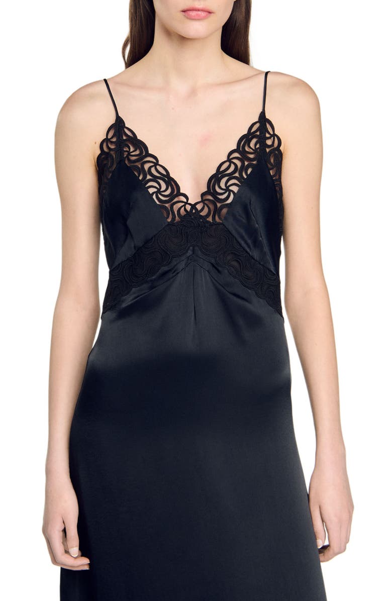 SANDRO Lace maxi dress, Alternate, color, 