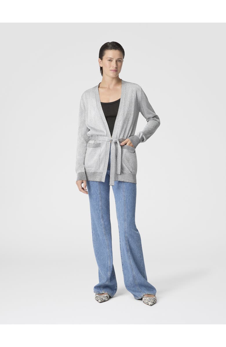 Missoni Viscose Lamé Cardigan With Belt, Alternate, color, Light Blue