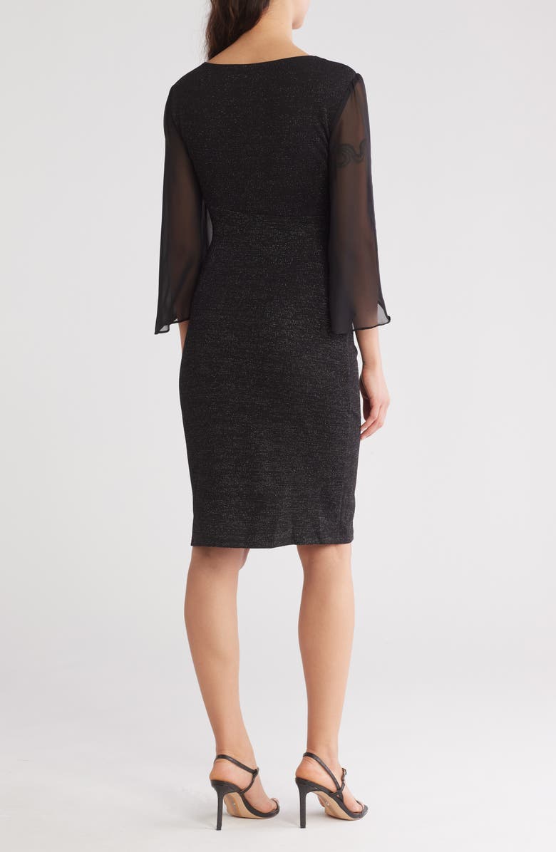 Connected Apparel Metallic Woven Chiffon Sleeve Shift Dress, Alternate, color,