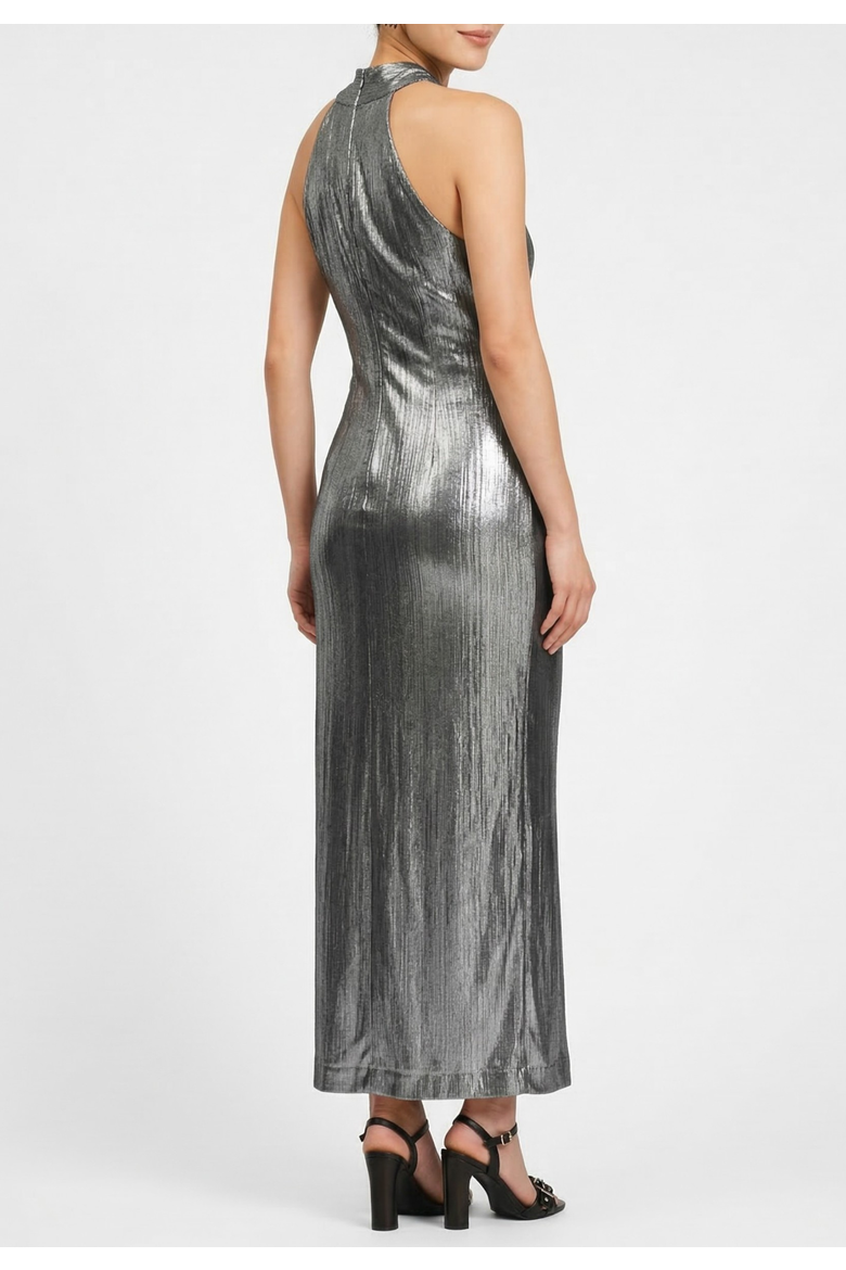 Harland Crossover Halter Maxi Dress, Alternate, color, Silver