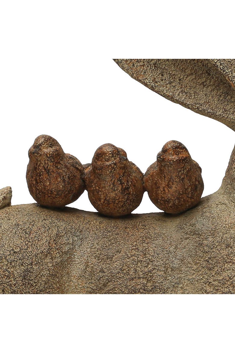 Decorative Resting Rabbit with Birds Figurine, Brown, Alternate, color, Brown