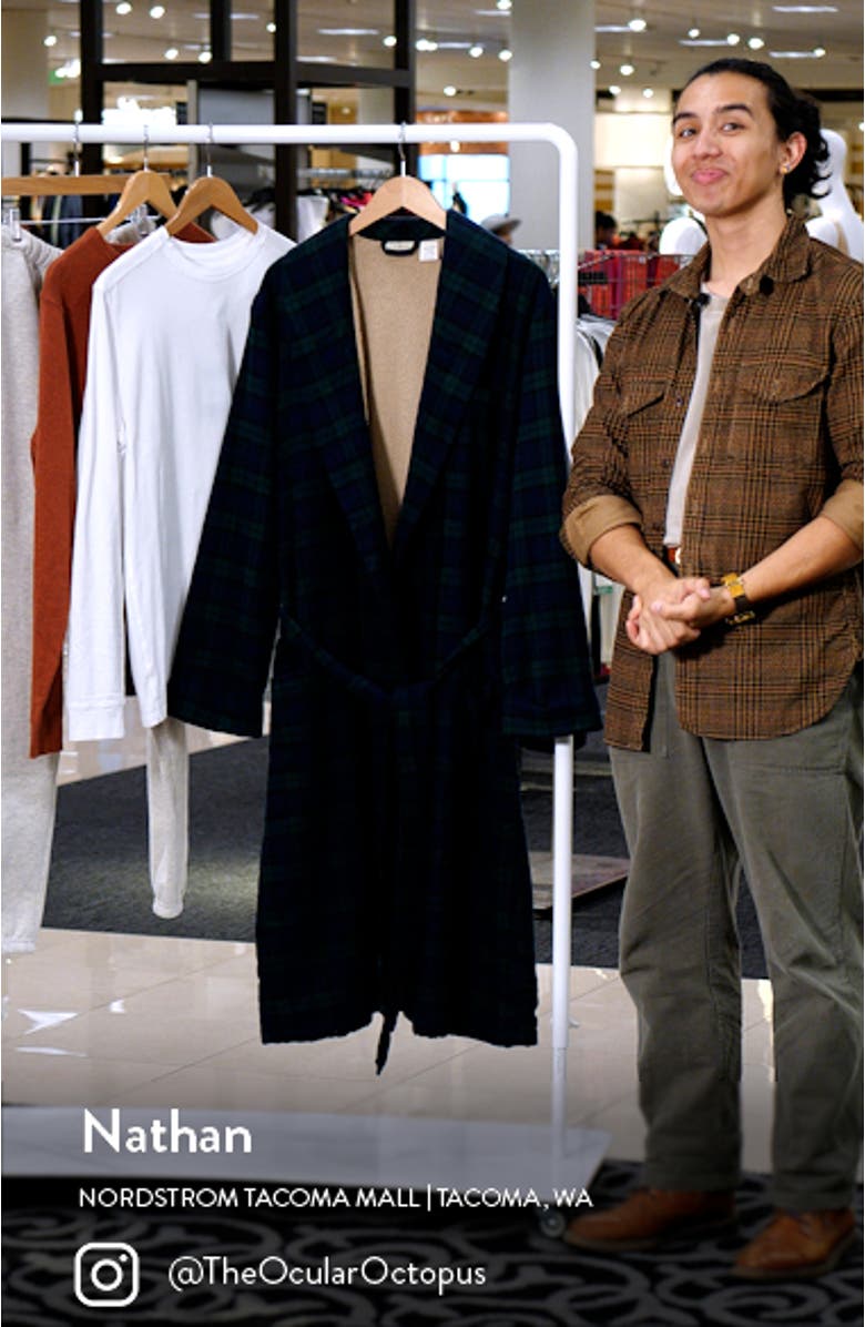 Scotch Plaid Fleece-Lined Cotton Flannel Robe, sales video thumbnail