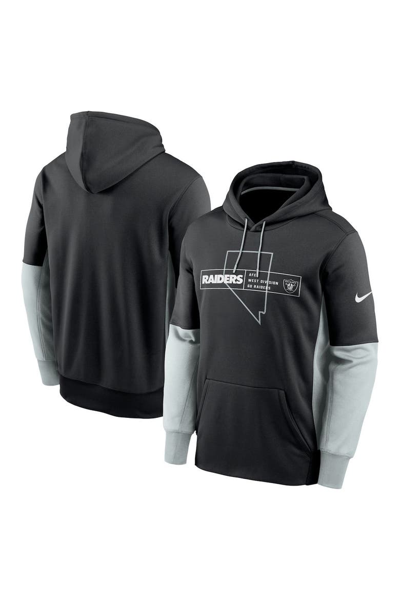 Men's Nike Black Las Vegas Raiders Color Block Fleece Performance Pullover Hoodie, Main, color, Black