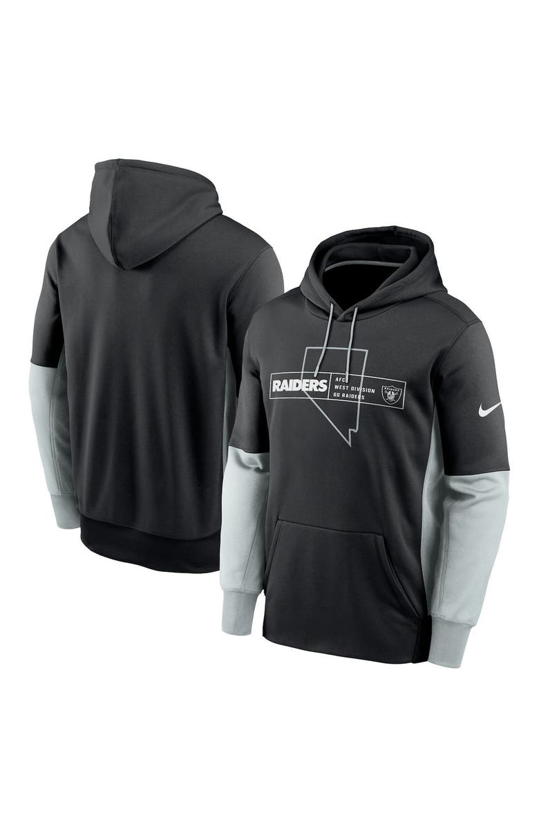 Nike Men's Nike Black Las Vegas Raiders Color Block Fleece Performance Pullover Hoodie, Main, color, Black