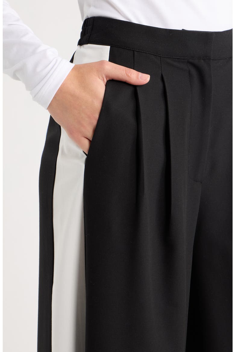 Pleated Wide Leg Pants, Alternate, color, BLACK / ARCADIAN IVORY