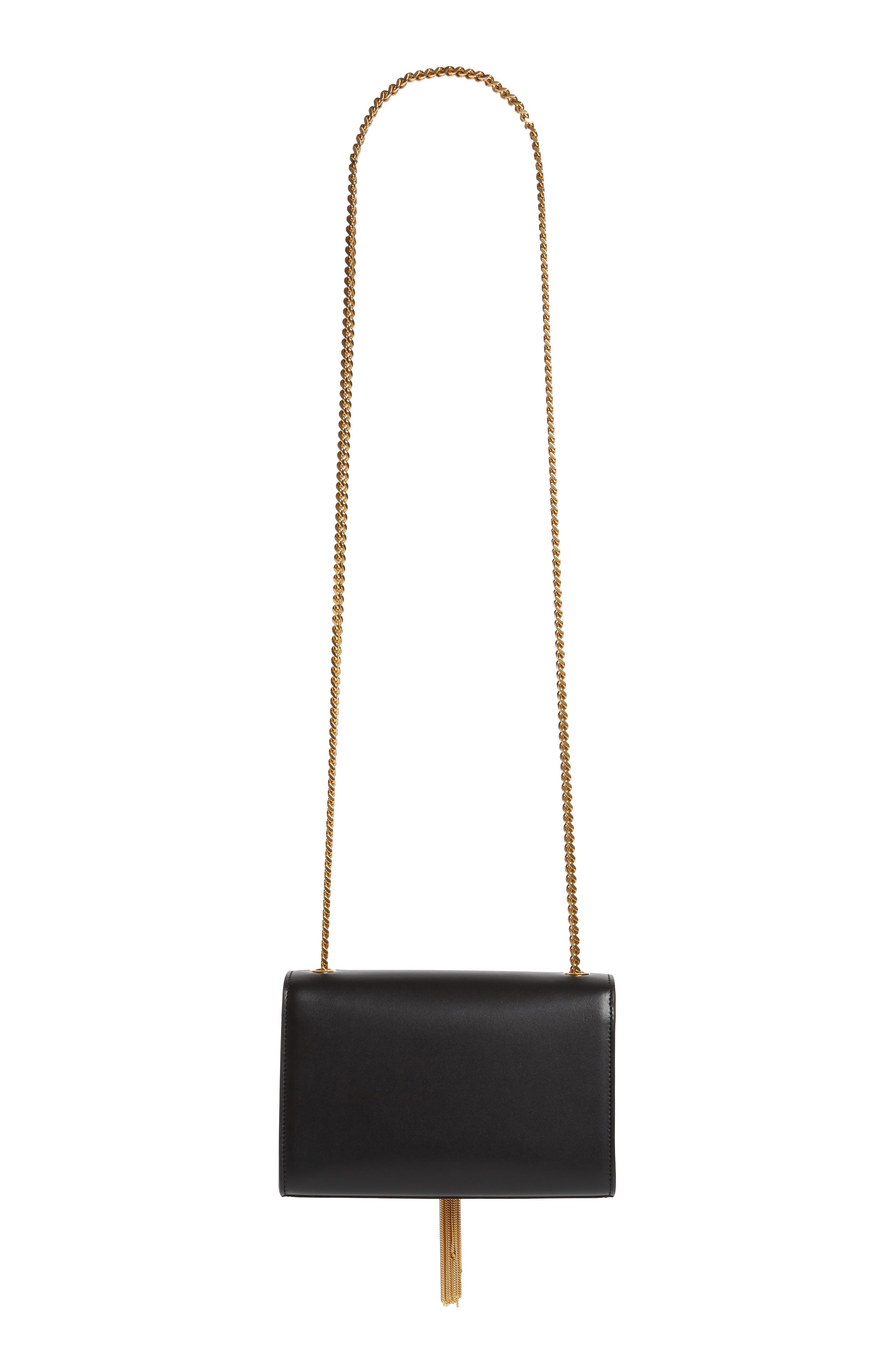 Kate Tassel Calfskin Leather Shoulder Bag, Alternate, color, NERO