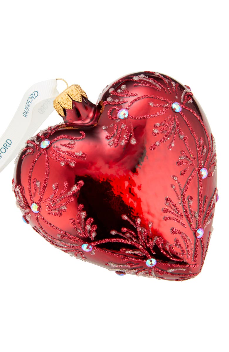 Waterford Holiday Heirlooms Red Heart Glass Ornament, Alternate, color, Red