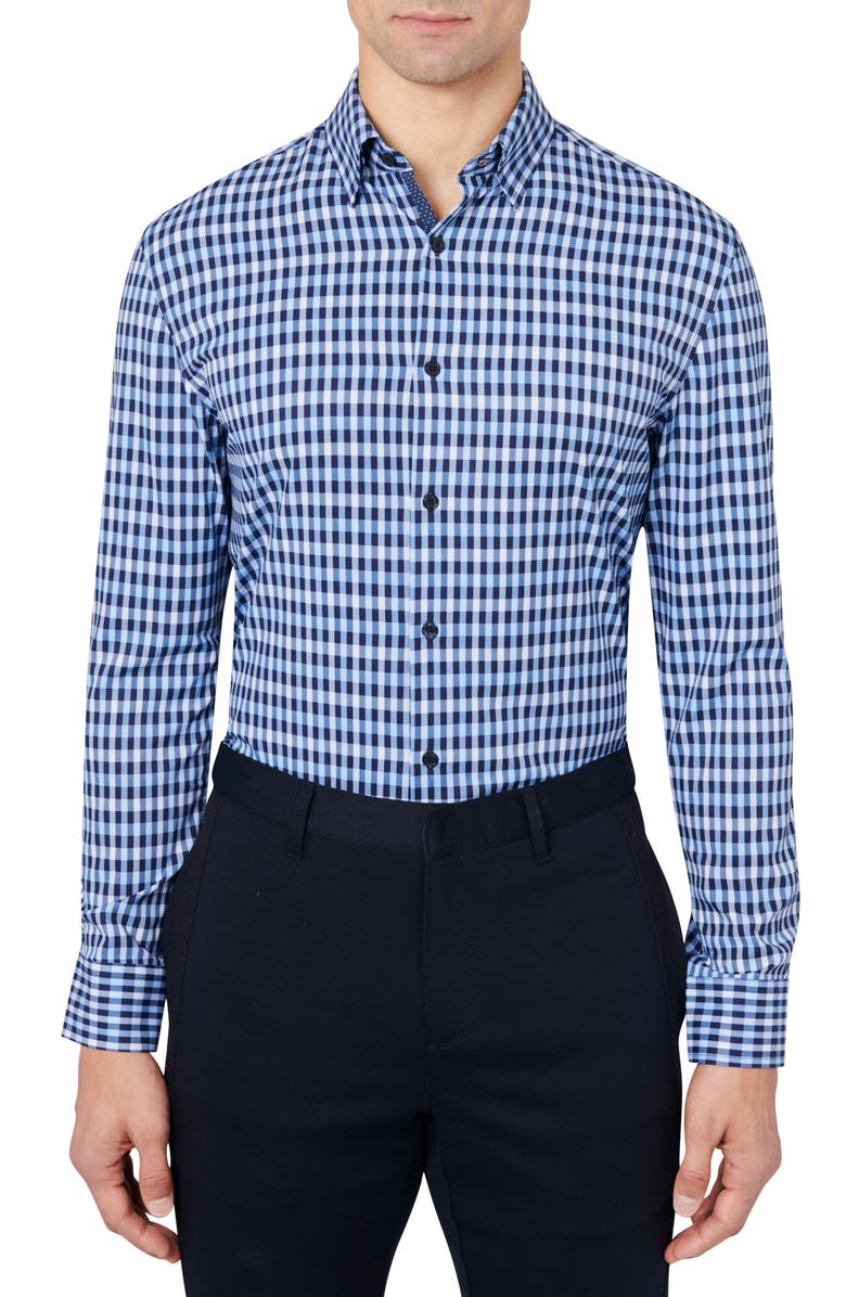 W.R.K Slim Fit Gingham Stretch Performance Dress Shirt, Main, color, 