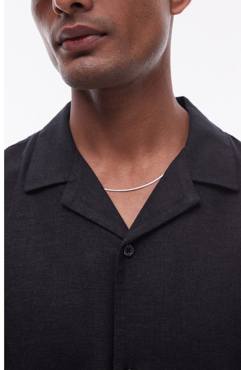 Topman Boxy Linen Blend Camp Shirt, Alternate, color, 