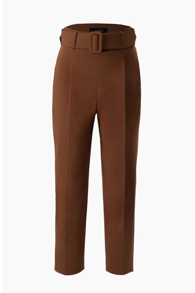 Straight-Leg Gabardine Pants with Belt, Alternate, color, Brown