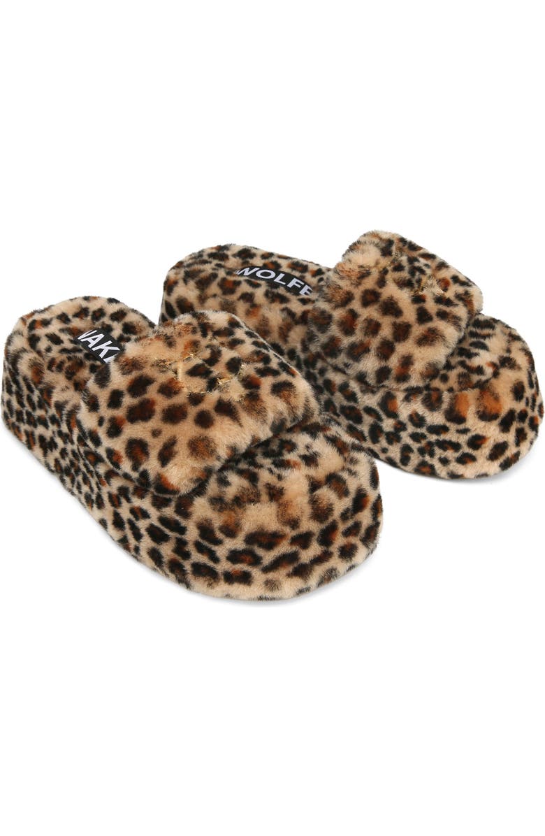 Naked Wolfe Ivy Leopard Print Shearling Platform Slipper, Main, color,