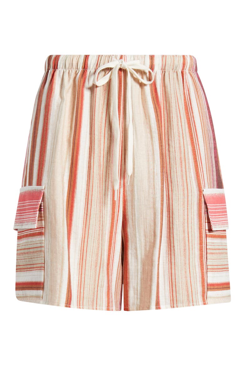 Stripe Bermuda Drawstring Shorts, Alternate, color, RED MULTI