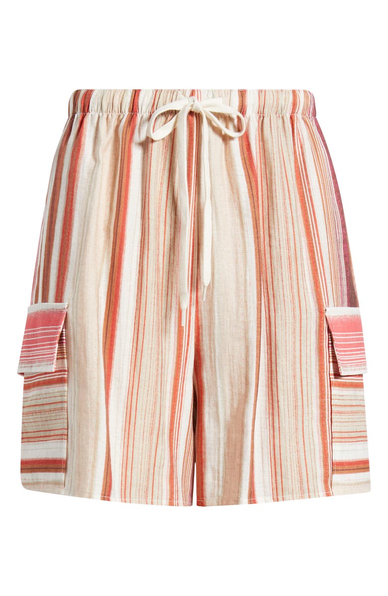 CITY BLUES Stripe Bermuda Drawstring Shorts, Alternate, color, Red Multi