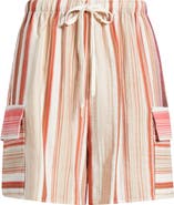 CITY BLUES Stripe Bermuda Drawstring Shorts