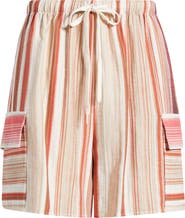 CITY BLUES Stripe Bermuda Drawstring Shorts