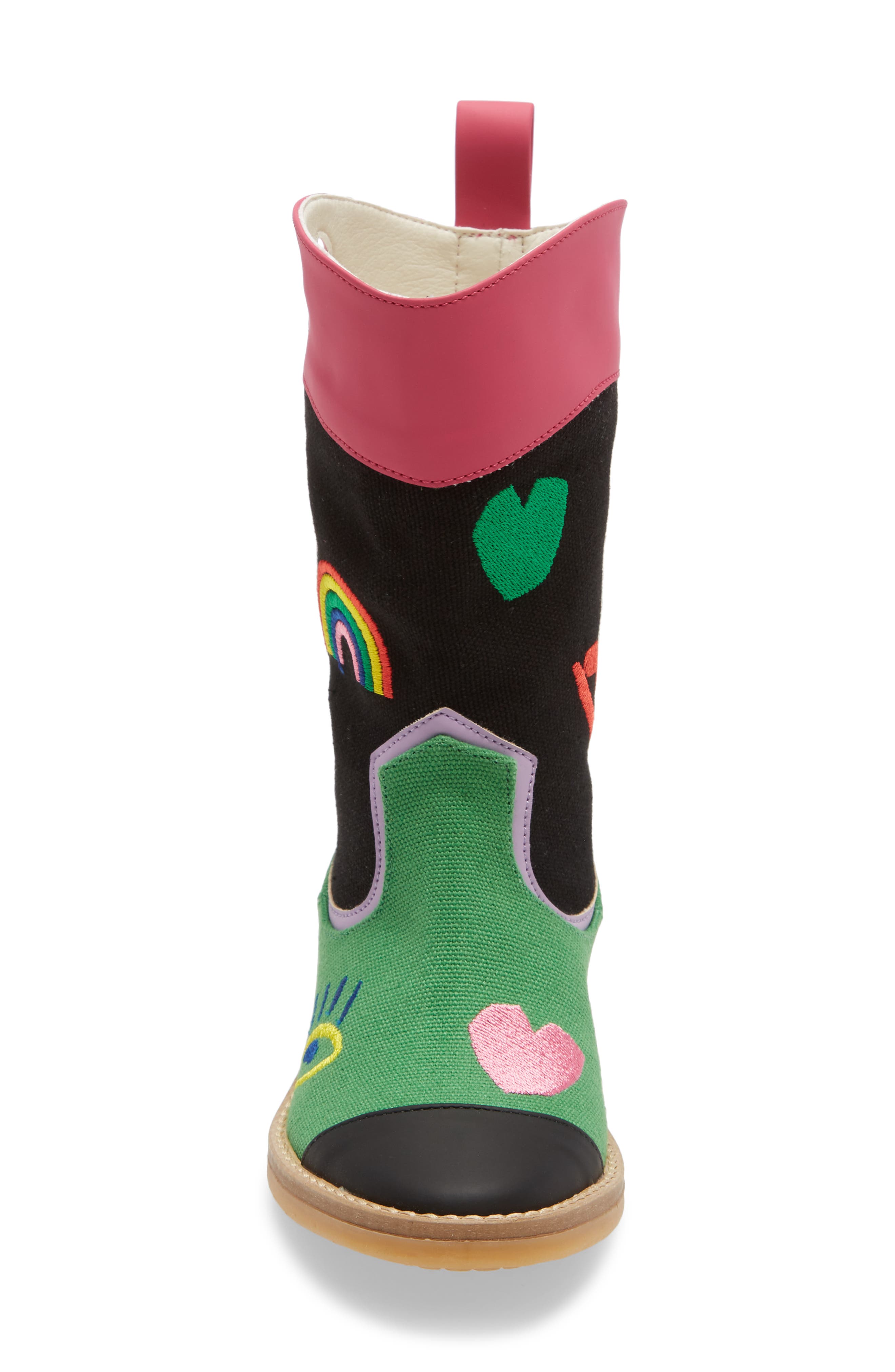 Stella McCartney Kids Rainbow Embroidered Western Boot, Alternate, color, 