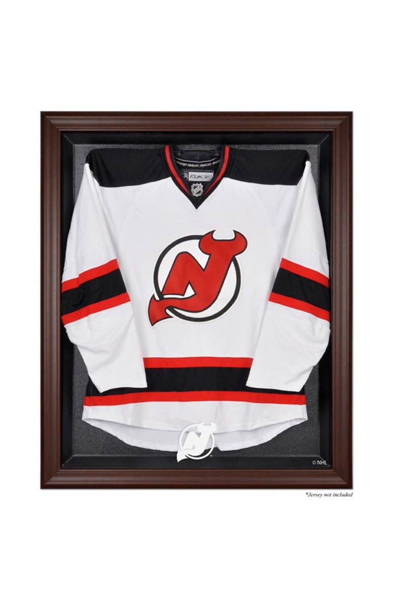 FANATICS AUTHENTIC New Jersey Devils Brown Framed Logo Jersey Display Case, Main, color, 