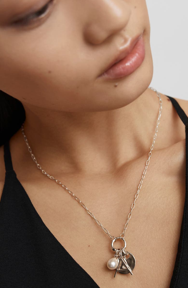 Monica Vinader Lab Grown Diamond Initial Pendant, Alternate, color, Sterling Silver A