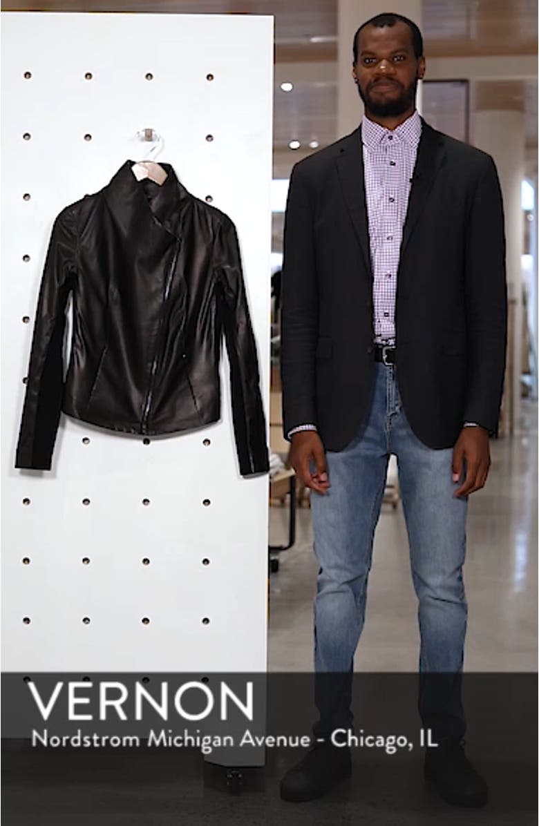Stand Collar Leather Jacket, sales video thumbnail