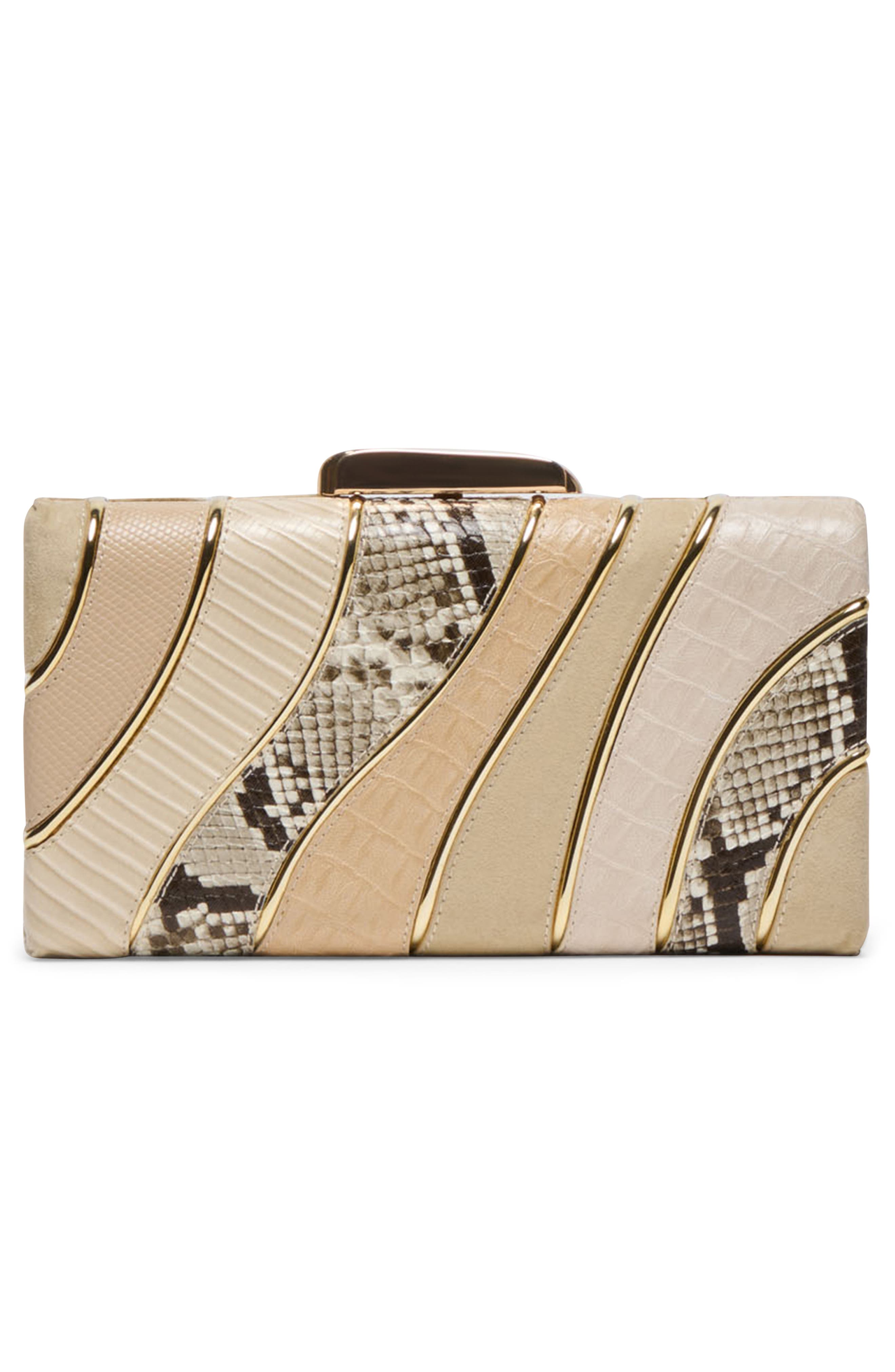 Dolce Vita Multi Panel Frame Clutch, Alternate, color, Natural