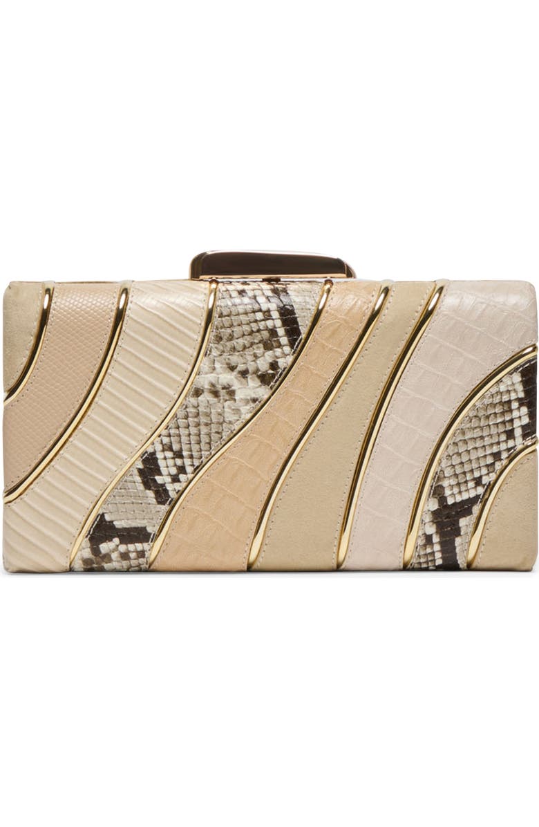 Dolce Vita Multi Panel Frame Clutch, Alternate, color, Natural