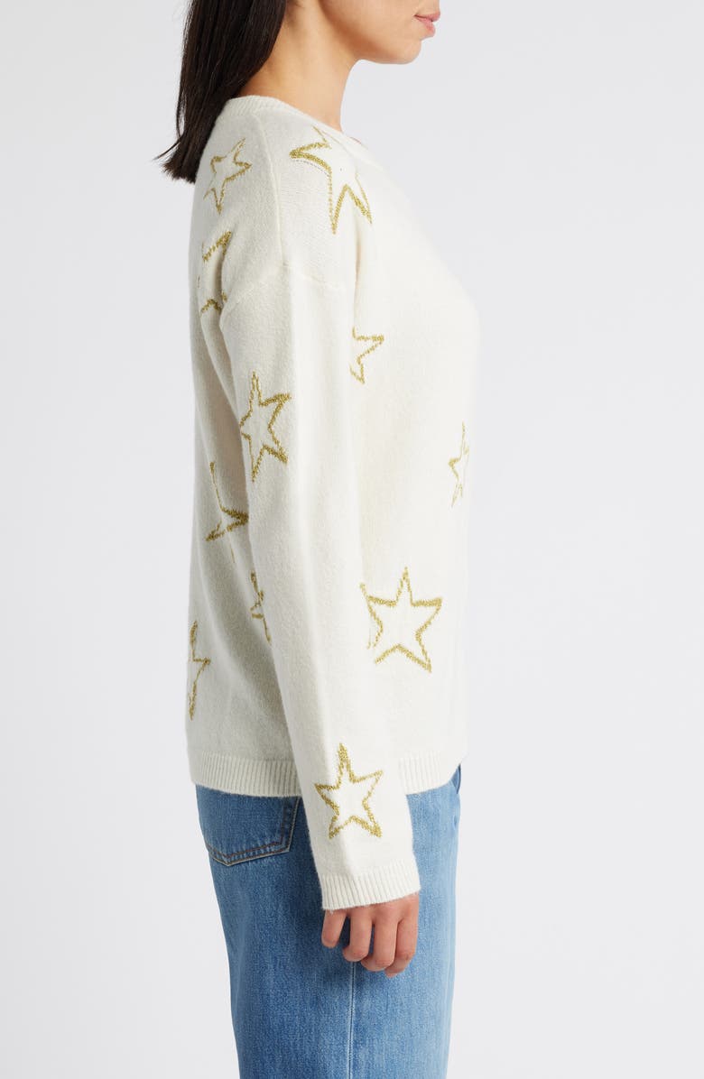 Caslon<sup>®</sup> Star Jacquard Sweater, Alternate, color, Ivory- Gold Sketched Star