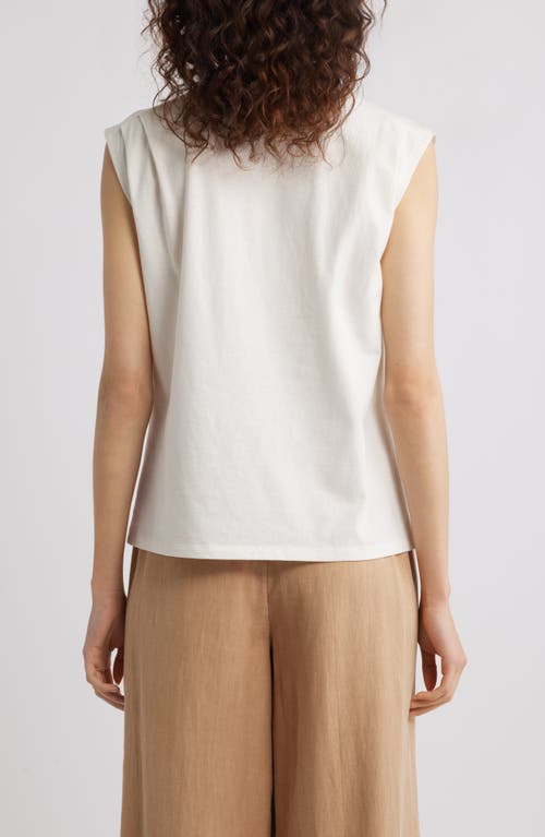 Treasure & Bond Pleat Shoulder Cotton Tank In Ivory Egret