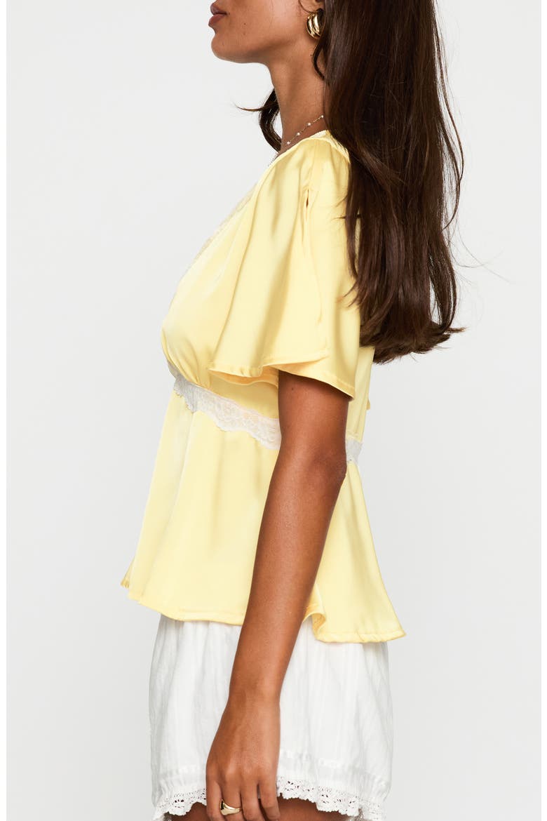 Lace Trim Satin Top, Alternate, color, YELLOW