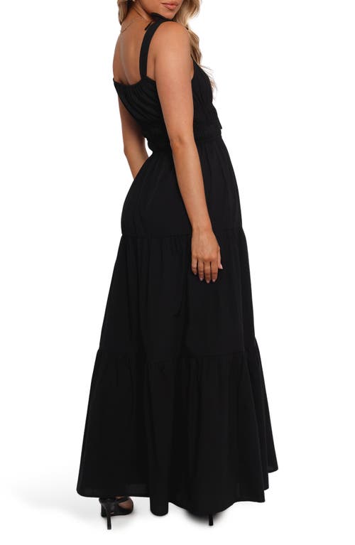 Petal And Pup Petal & Pup Ione Shirred Tie Strap Maxi Dress In Black