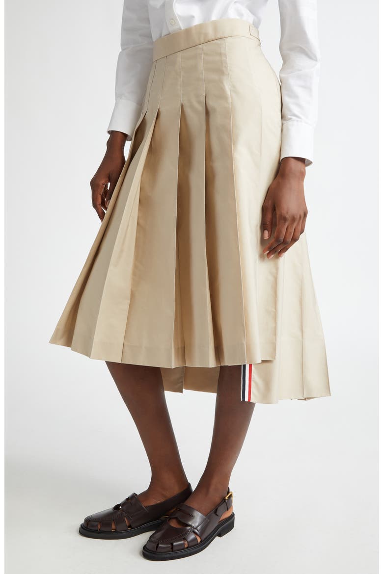 Drop Back Pleated Skirt, Alternate, color, KHAKI