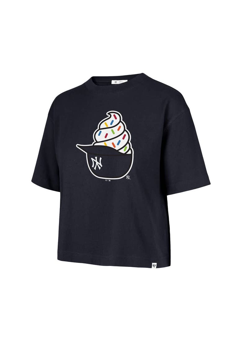 Women's '47  Navy New York Yankees Ice Cream Helmet T-Shirt, Alternate, color, Navy