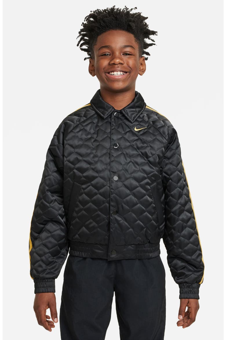 Kids' Culture Of Basketball Repel Quilted Bomber Jacket, Main, color, 010 BLACK/BLACK/INFINITE GOLD