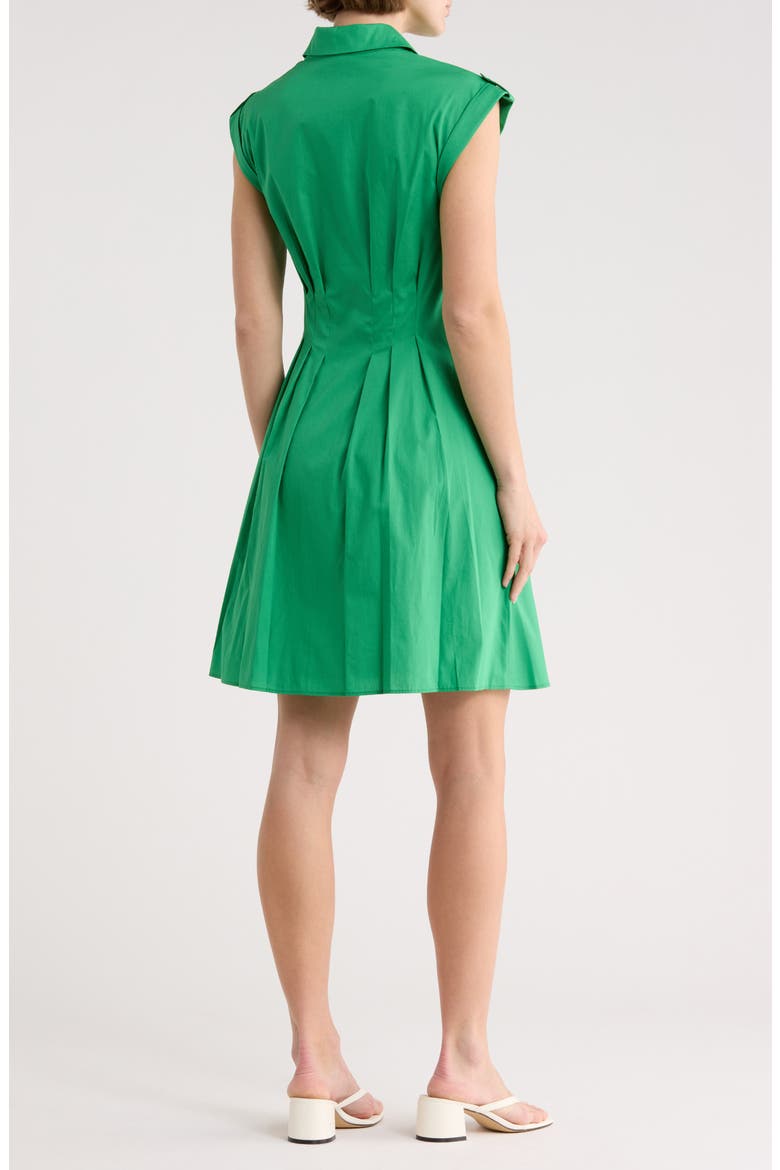 Cap Sleeve Cotton Fit & Flare Shirtdress, Alternate, color, GREEN