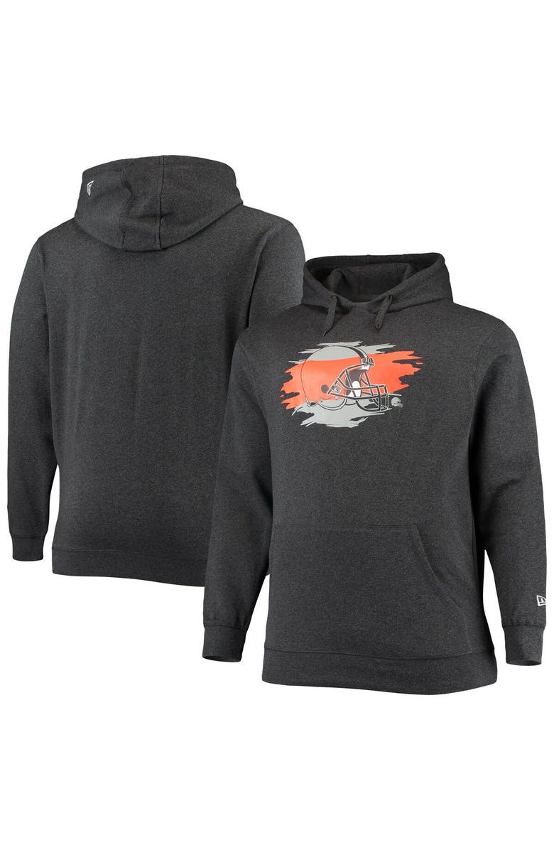 New Era Men's New Era Charcoal Cleveland Browns Big & Tall Primary Logo Pullover Hoodie, Main, color, Heather Charcoal