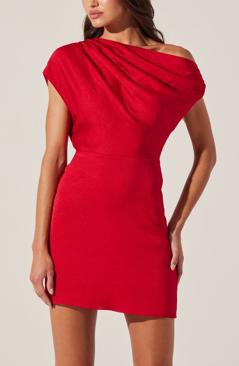 ASTR the Label Draped Asymmetric Neck Dress, Alternate, color, Red