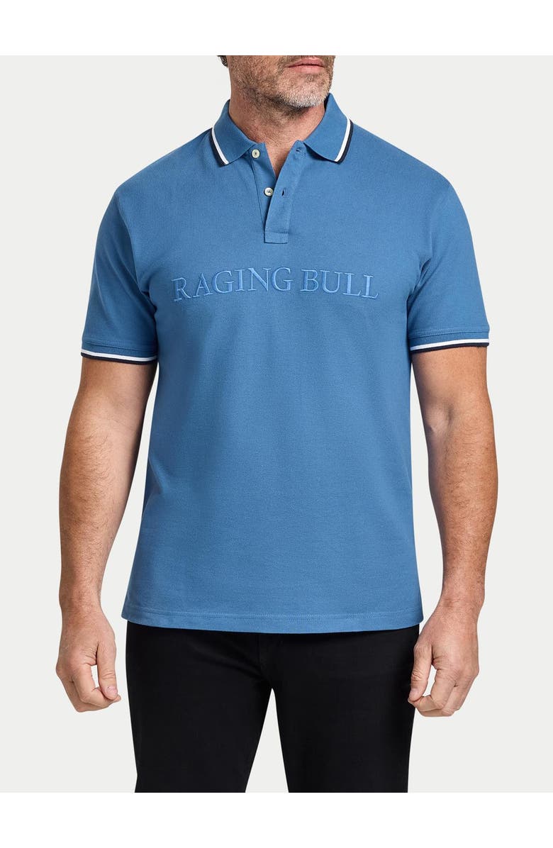 Raging Bull Short Sleeve Embroidery Pique Polo, Alternate, color, Denim Blue
