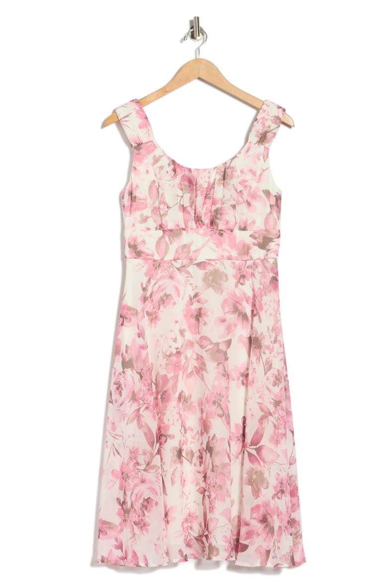 Pleated Chiffon Midi Dress, Alternate, color, PINK