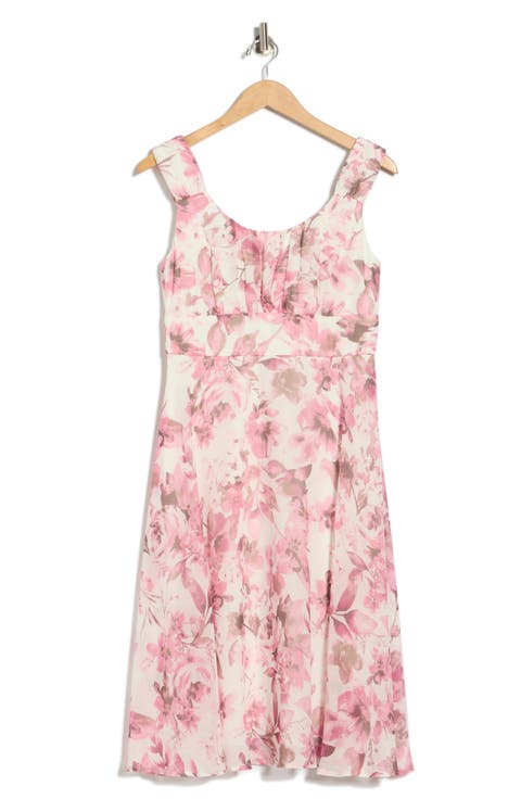 Pleated Chiffon Midi Dress