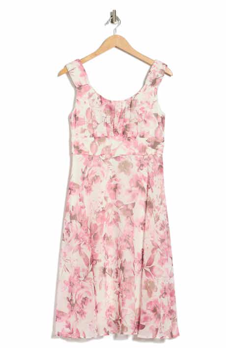 Connected Apparel Pleated Chiffon Midi Dress