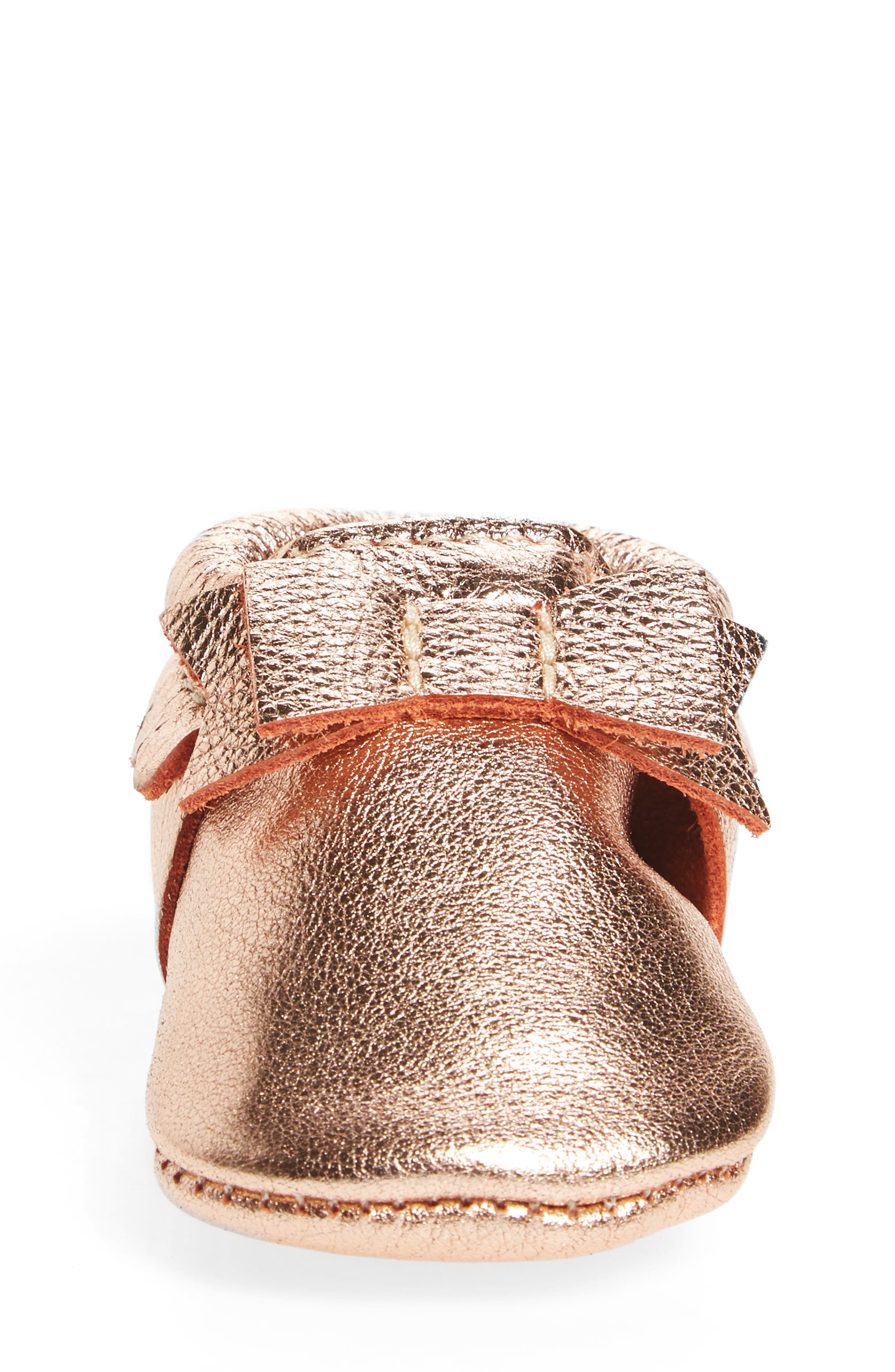 Bow Moccasin, Alternate, color, ROSE GOLD